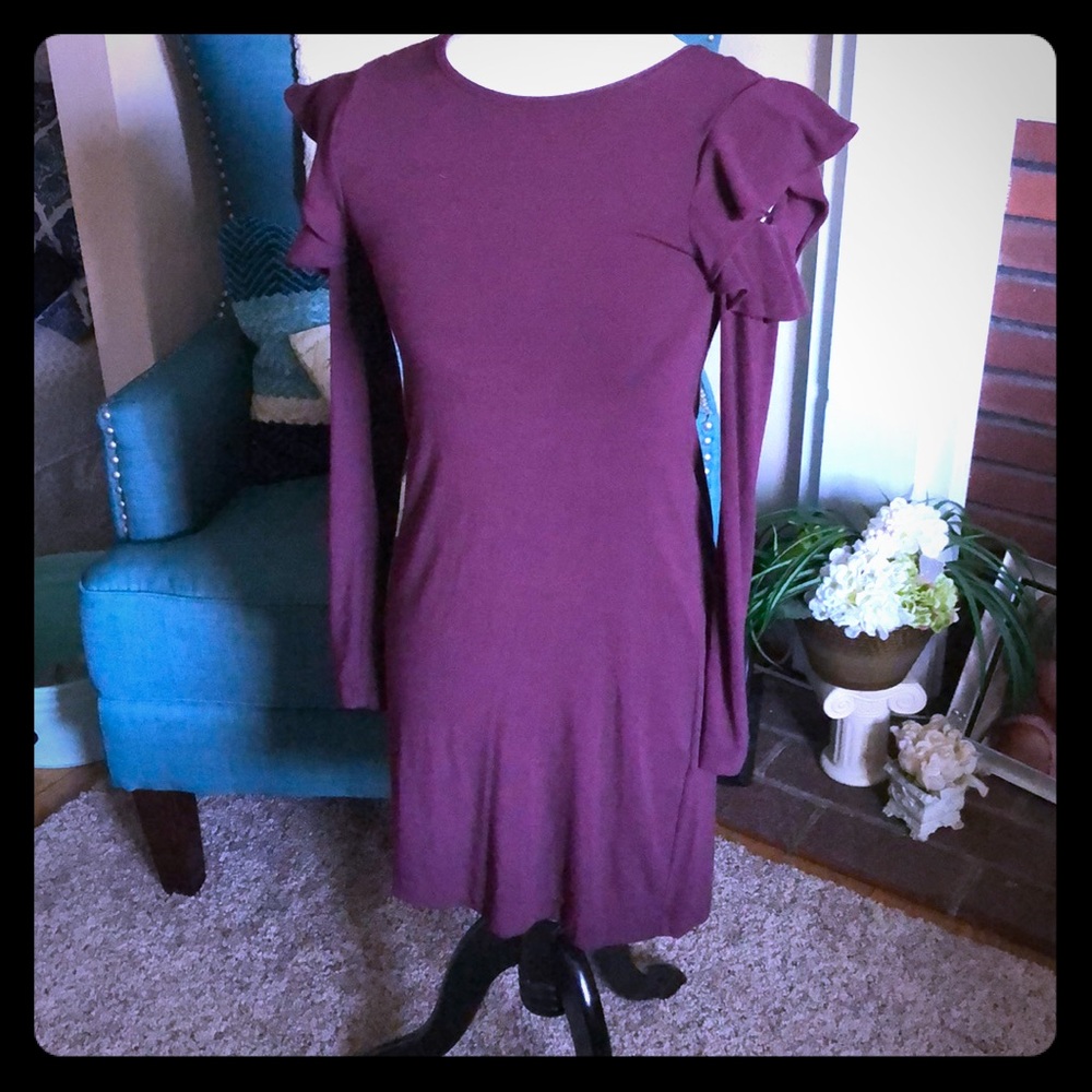 White House Black Market Maroon long sleeve dress